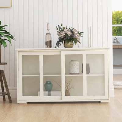 Durable High-Density Board Kitchen Storage Stand With Glass Door, Perfect For Organized And Stylish Home by Ebern Designs