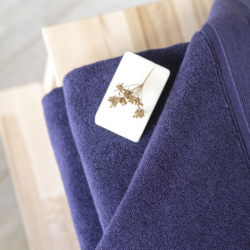  Bath Towels, Navy Blue, Set Of 2, Navy
