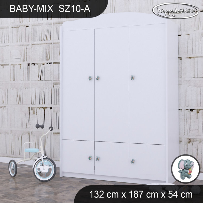 Baby 6 Door Wardrobe, White