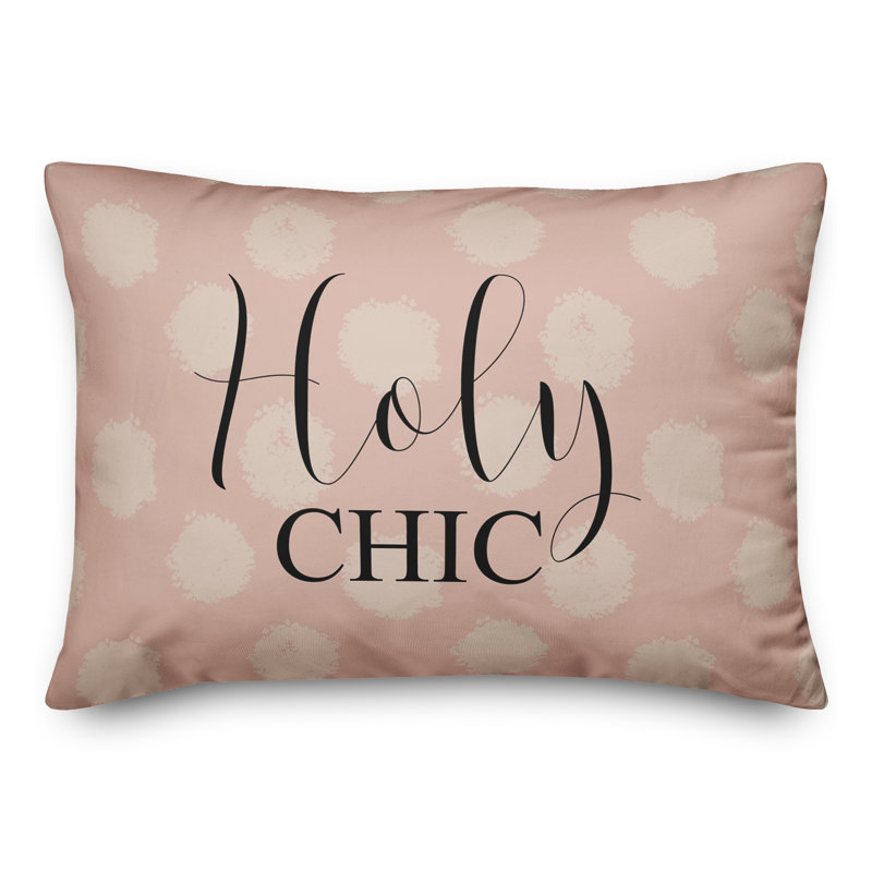 Coussin lombaire rectangulaire à pois, Rose / noir