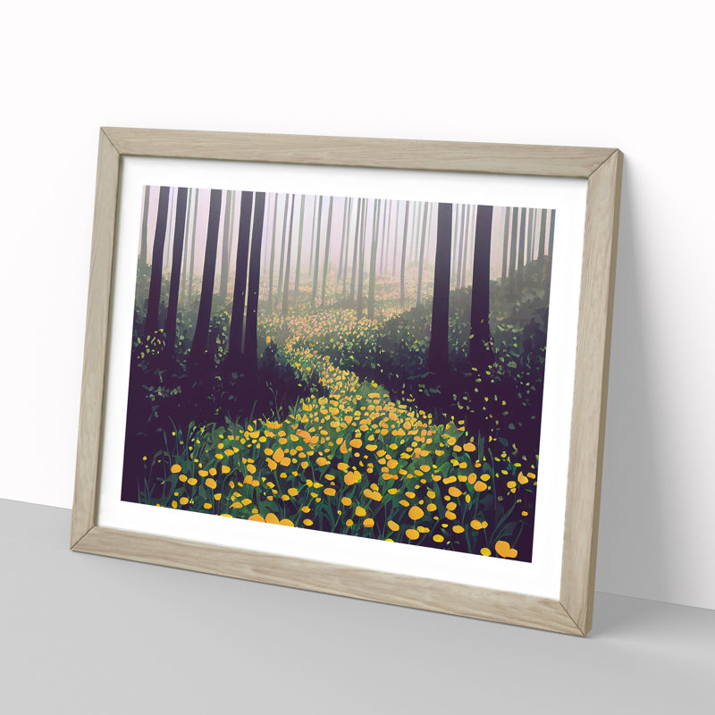 XH1022-6901X Phenomenal Spring Forest - Single Picture Frame Print, 46cm H x 64cm W x 2cm D, Oak
