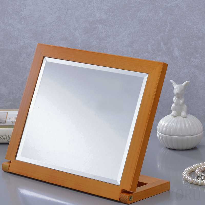 8" Tall Polyresin Adjustable Make-Up Mirror, Walnut Finish