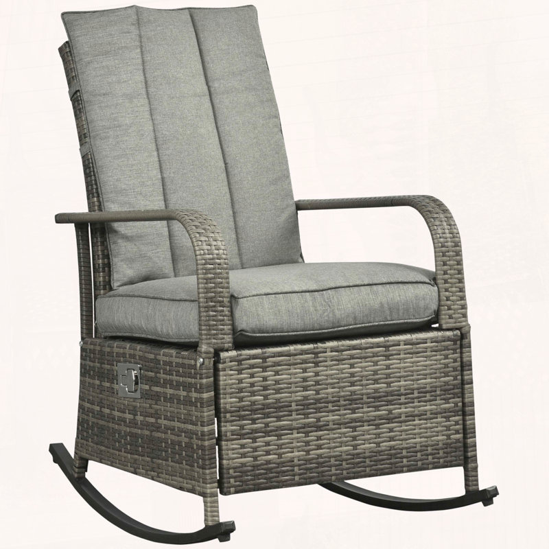 Chaise berçante inclinable en rotin avec repose-pieds réglable