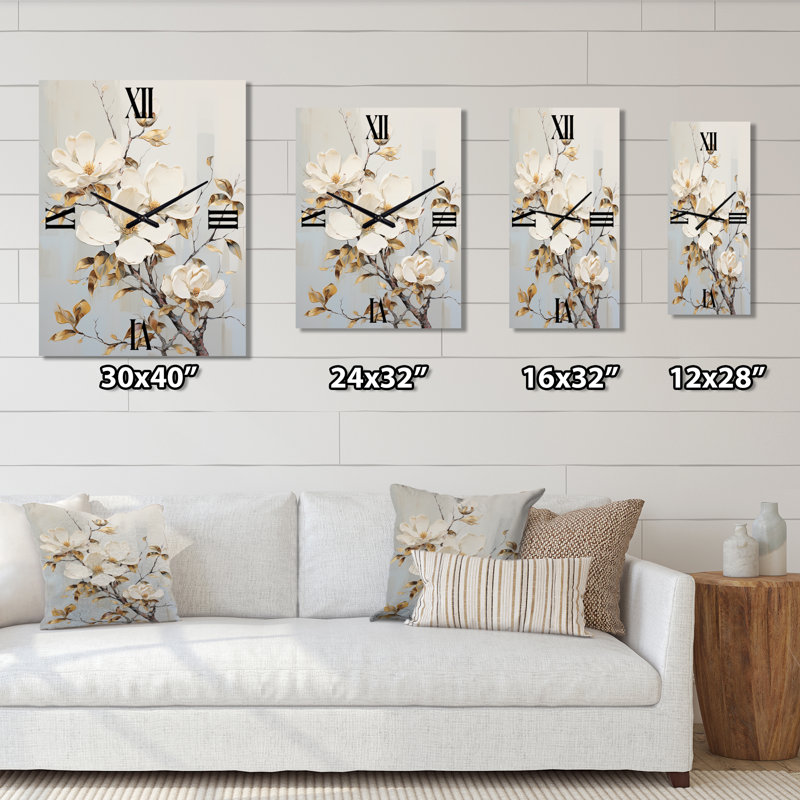 Horloge murale Haeun - Magnolias, Moyen