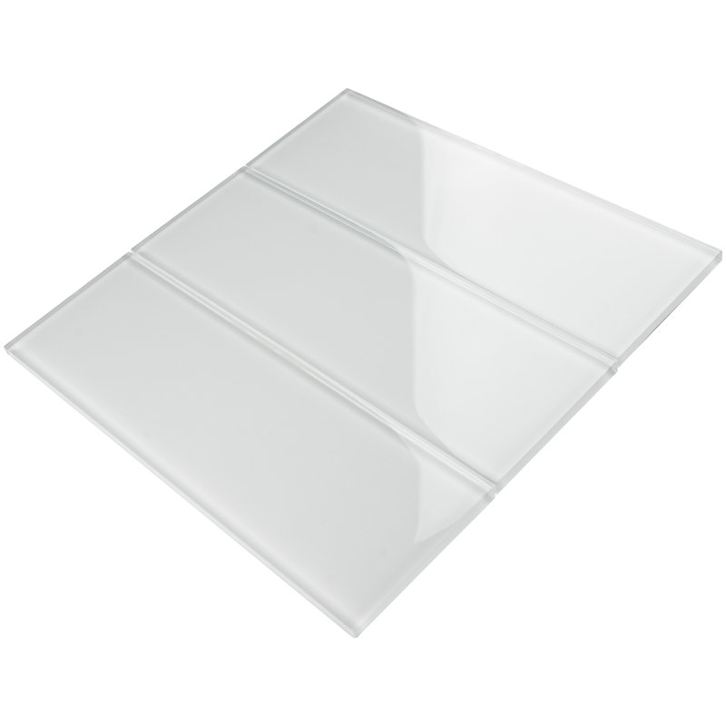 Crystile 4" x 12" Glass Mosaic Subway Tile, White