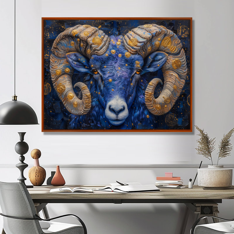 Blanc bleu astrologie cosmique rêveur bélier - astronomie bélier, art mural, White Floater Framed, H 12 po x l 20 po