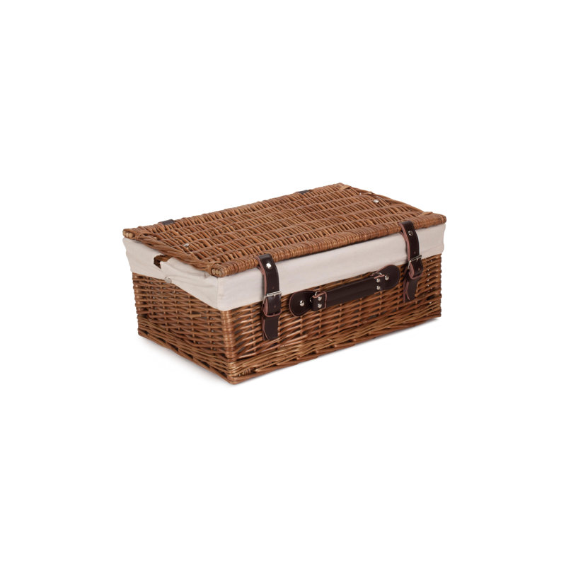 Wicker Basket with Lining, Double Steamed Hamper/White Lining
