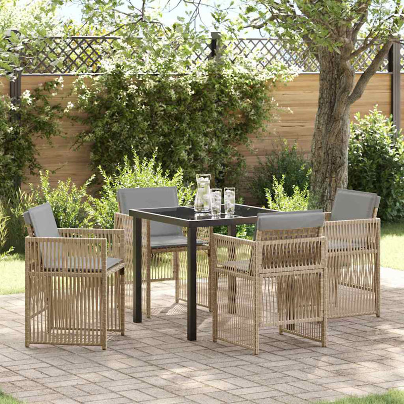 4 - Person Patio Dining Set with, 73cm H x 80cm W x 80cm D, Beige