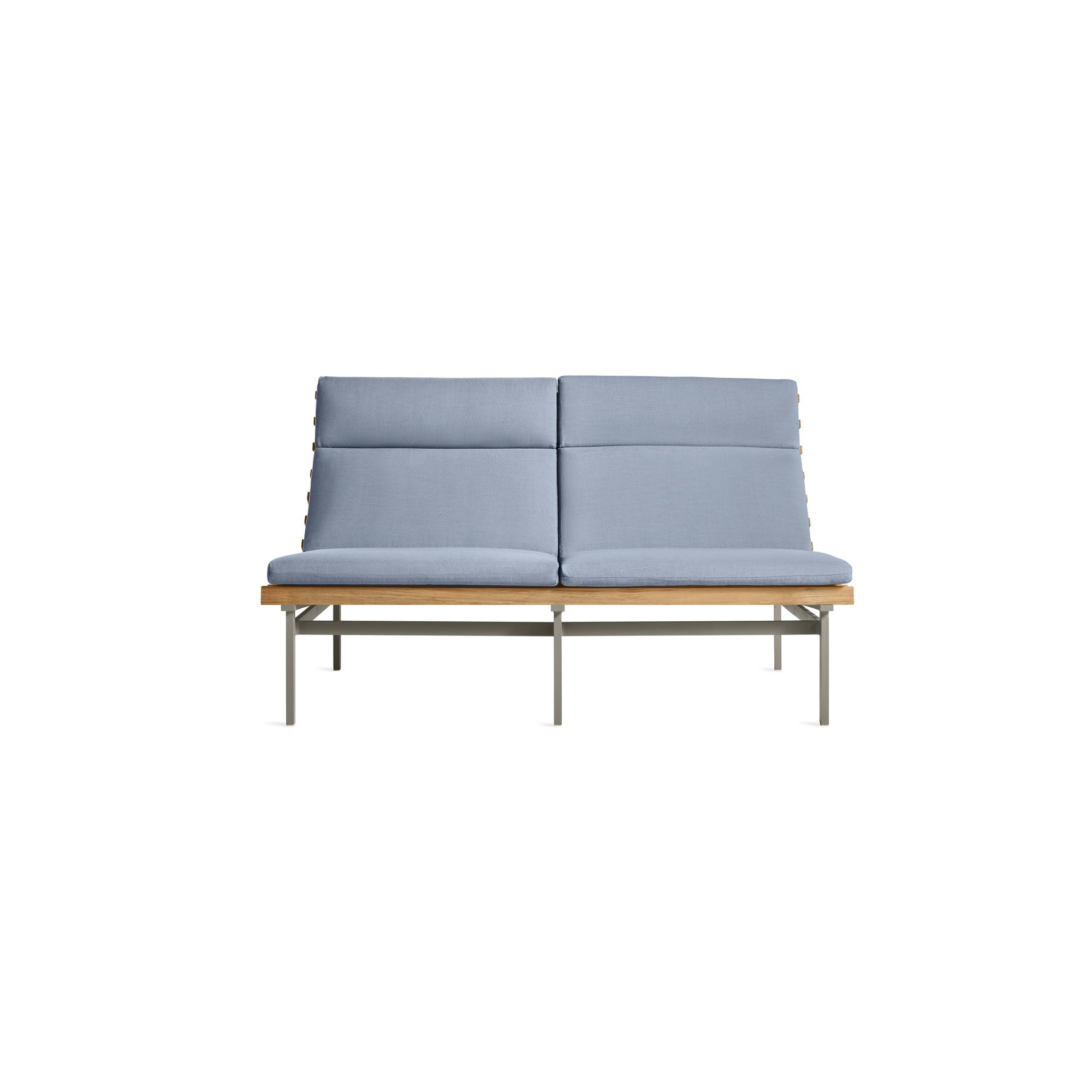 Perch 59'' Wide Powder Coated Aluminum Loveseat with Cushions, Sunbrella Haze, Charcoal