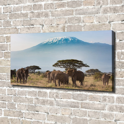 Elephants Kilimanjaro - Wrapped Canvas Print