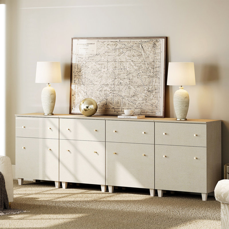 Unfinished TV Stand for TVs up to 88", Beige