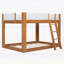 Lit double superposé double pleine grandeur, convertible en bois avec échelle réversible et garde-corps de sécurité, noyer et blanc-1381297447
