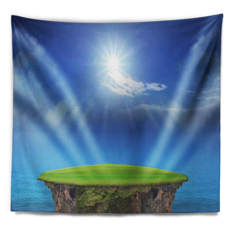 Tapisserie bleu ciel et soleil en polyester avec accessoires suspendus inclus, H 78 po x l 92 po