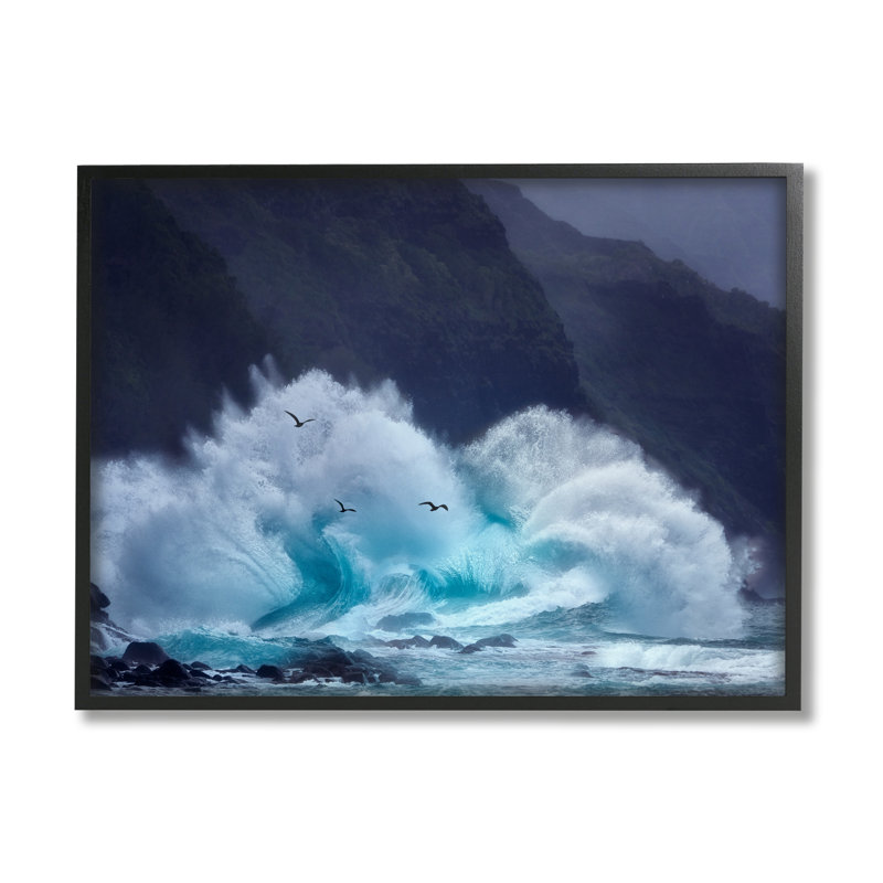 «Tsunami Waves Landscape» par Dennis Frates, Giclée encadrée noir minuit, H 11 po x l 14 po x P 1,5 po