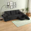 Canapé d'angle trois places en chenille avec pouf de rangement, port de chargement USB et porte-gobelets-1995268053