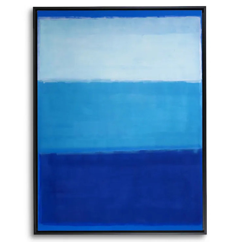 Blue Homage To Rothko by Drew Gaffney, 33" H x 25" W x 2" D, Black Floater Framed Canvas, No Mat
