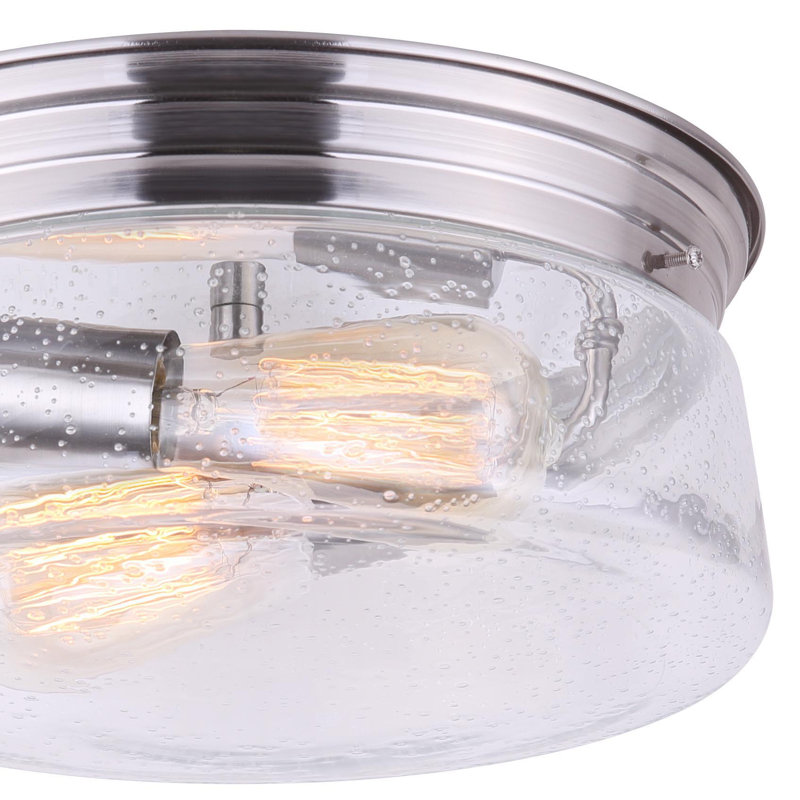 Marquette Glass Flush Mount, Brushed Nickel