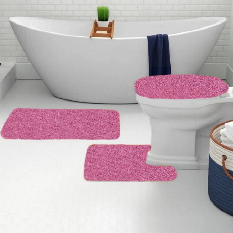 Saveion Non-Slip Bath Rug, Pink