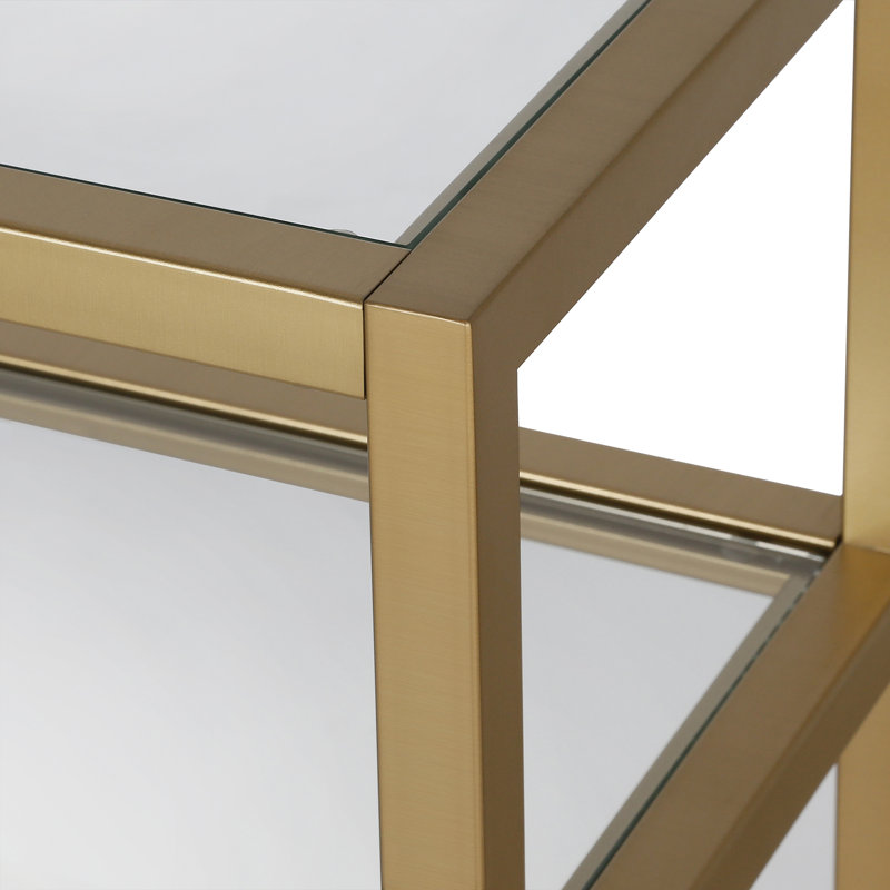 Ceno Glass Top Console Table, Brass, 29.5" H x 22" W x 8" D