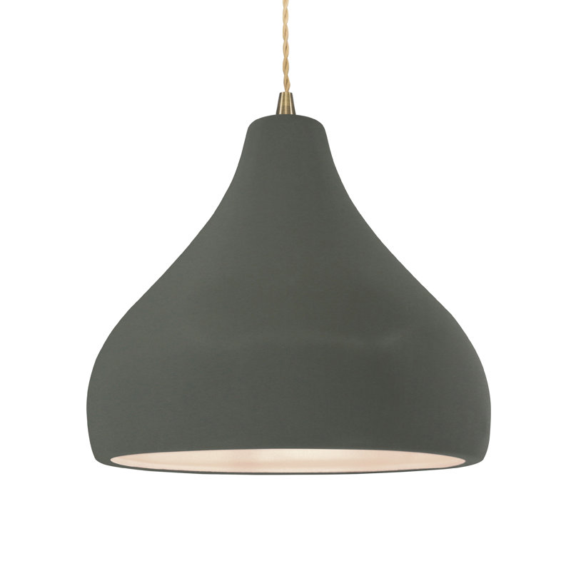 Luminaire suspendu à 1 lumière Meydan, Étain, vert, Laiton antique, H 9,5 po x l 13,5 po x P 13,5 po