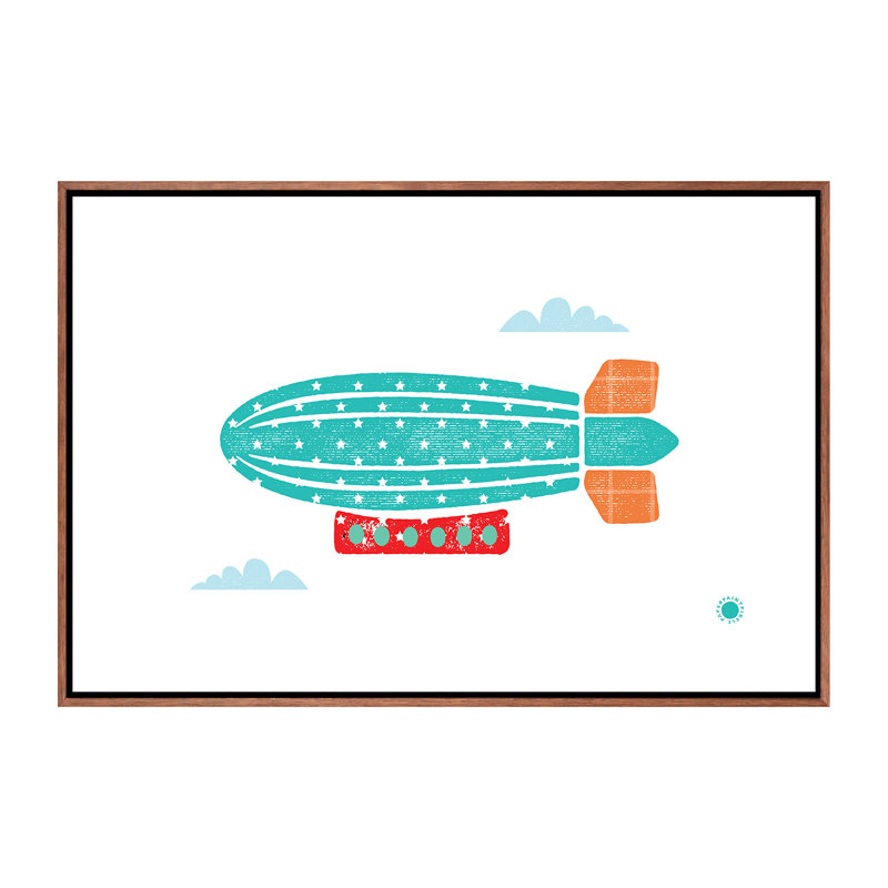 Zeppelin - imprimé, Pas de tapis, H 26 po x l 40 po x 1,5 po, Toile avec cadre brun