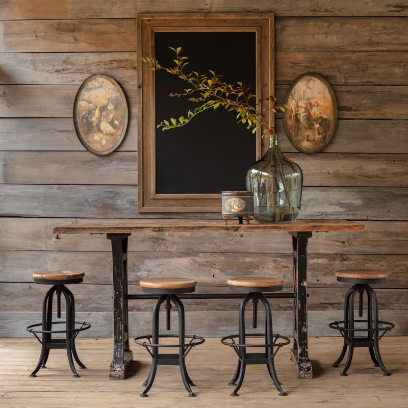 Swivel Solid Wood Adjustable Bar Stool