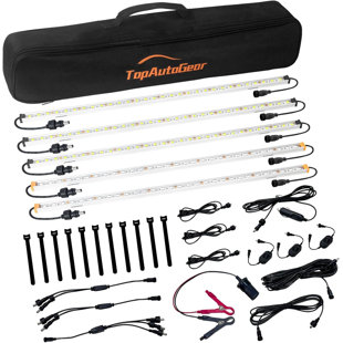12V LED Exterior Light Bar Kit Dimmable Camping String Lights Weatherproof IP67, Magnetic Mounting, All-in-One Portable Lighting for RV, Camping Tent Car Trailer Boat, 5 Pcs