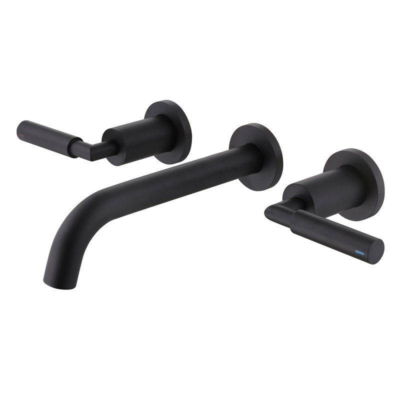 Matte Black Wall-Mounted Solid Brass Bathroom Faucet