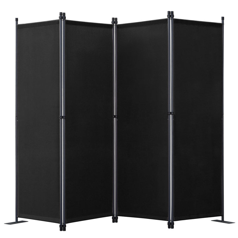 224cm W x 165cm H 4 - Panel Metal Folding Room Divider, Grey
