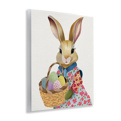 Feminine Easter Bunny & Eggs Wall Plaque Art, design by Regina Moore