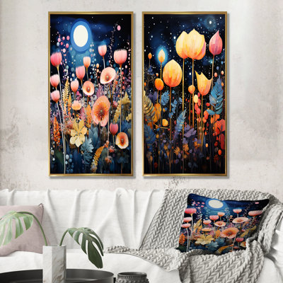 «Galaxy Night Botanical Plants», ensemble de 2 reproductions d'art sur toile