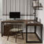 Bureau d'angle moderne et simple en bois massif en forme de L-37809883-37809876