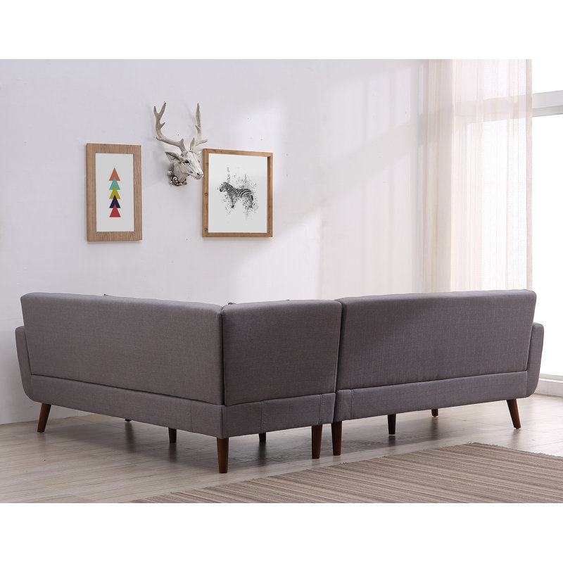 Barnet Upholstered Sectional, Gray Polyester Blend, Right Hand Facing
