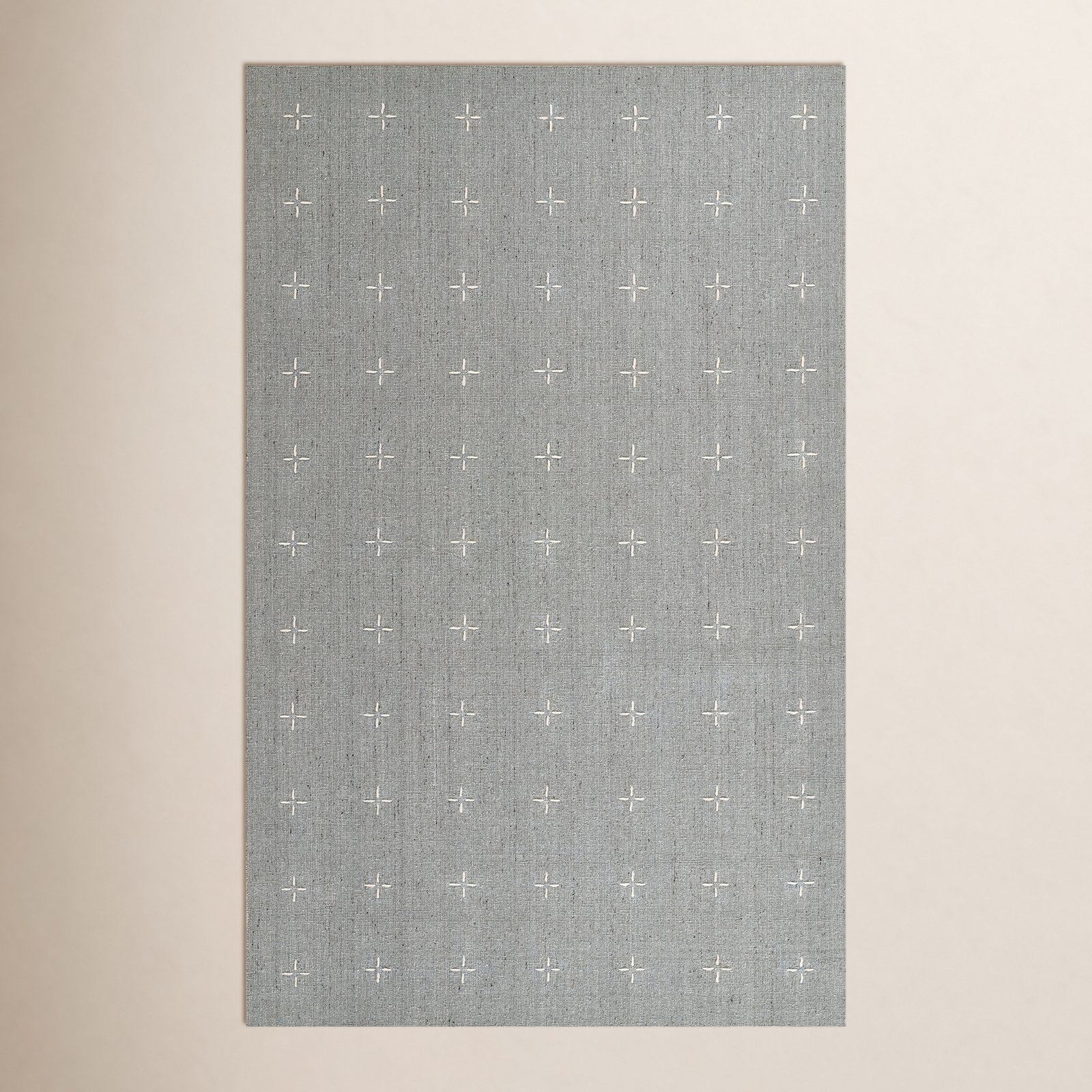 Patton Light Blue Hand-Loomed Geometric Wool Rug, Rectangle 8' x 10'