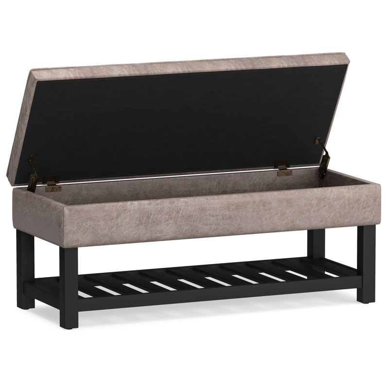 Banc de rangement avec repose-pieds et tablette capitonnés Cosmopolitan, Gris taupe délavé