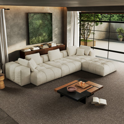 148'' Upholstered Sofa, Cloud Sofa Couch Modular Sectional Sofa Modern Sofa for Living Room Bedroom Apartment