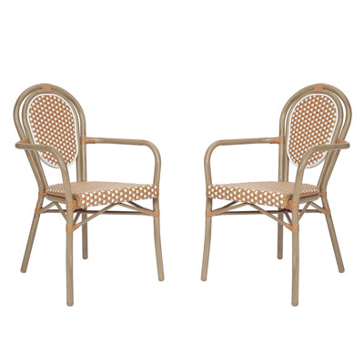 Damore All-Weather Commercial Paris Chairs with Arms and Metal Frames