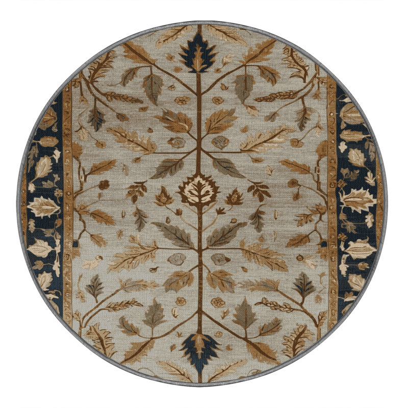 Machine Washable Turkish Gray Area Rug, Round 3'