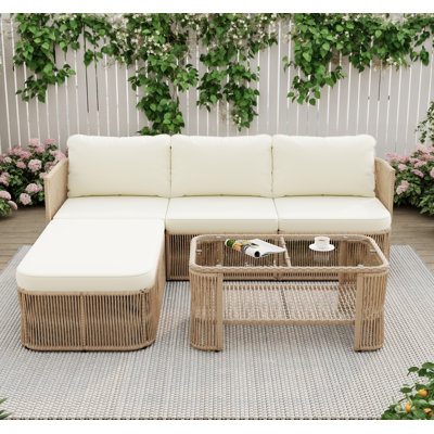 Outdoor Pe Rattan Patio Furniture Set With Iron Frame