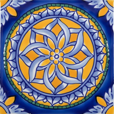 Mediterranean 4'' x 4'' Hand Painted Ceramic Decorative Accent Tile