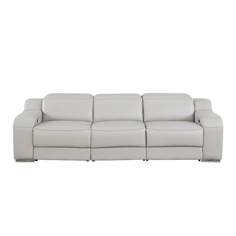 Canapé inclinable Gracie Mills Verona 103 po en cuir italien gris pâle avec port USB