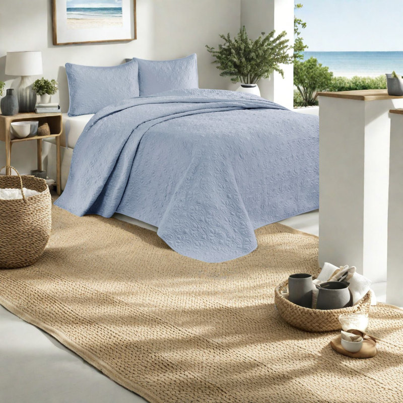 Ensemble de literie réversible en coton de qualité supérieure, grand bleu, pour une maison confortable