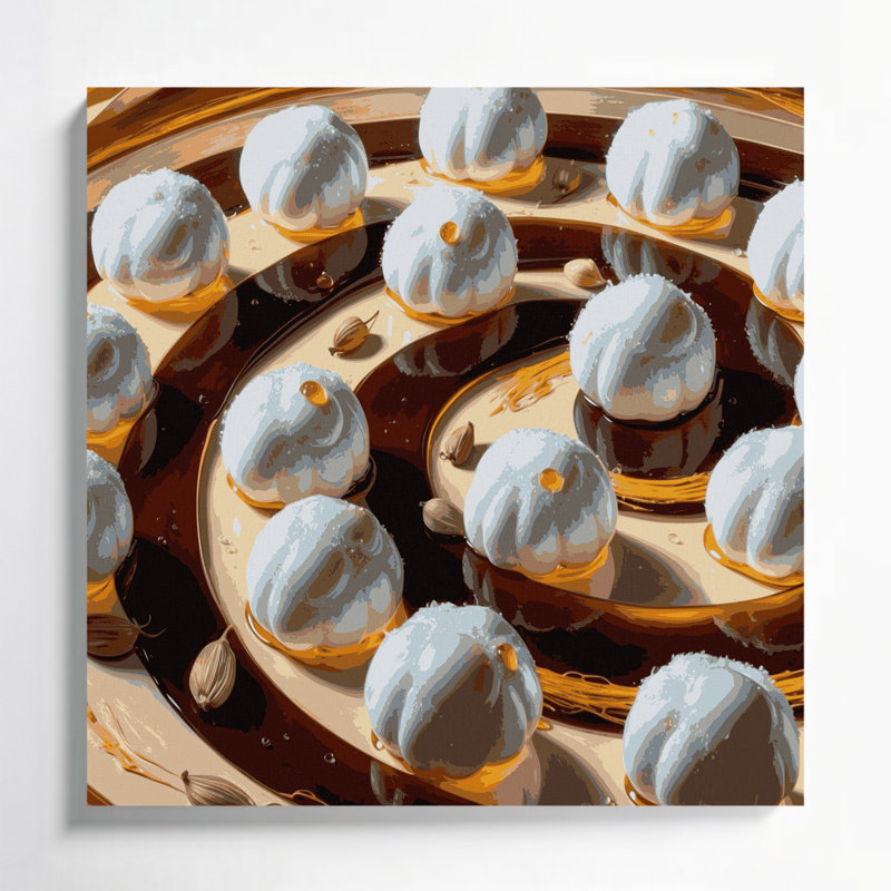 Desserts, art mural sur toile brun Rasgulla, H 12 po x l 12 po