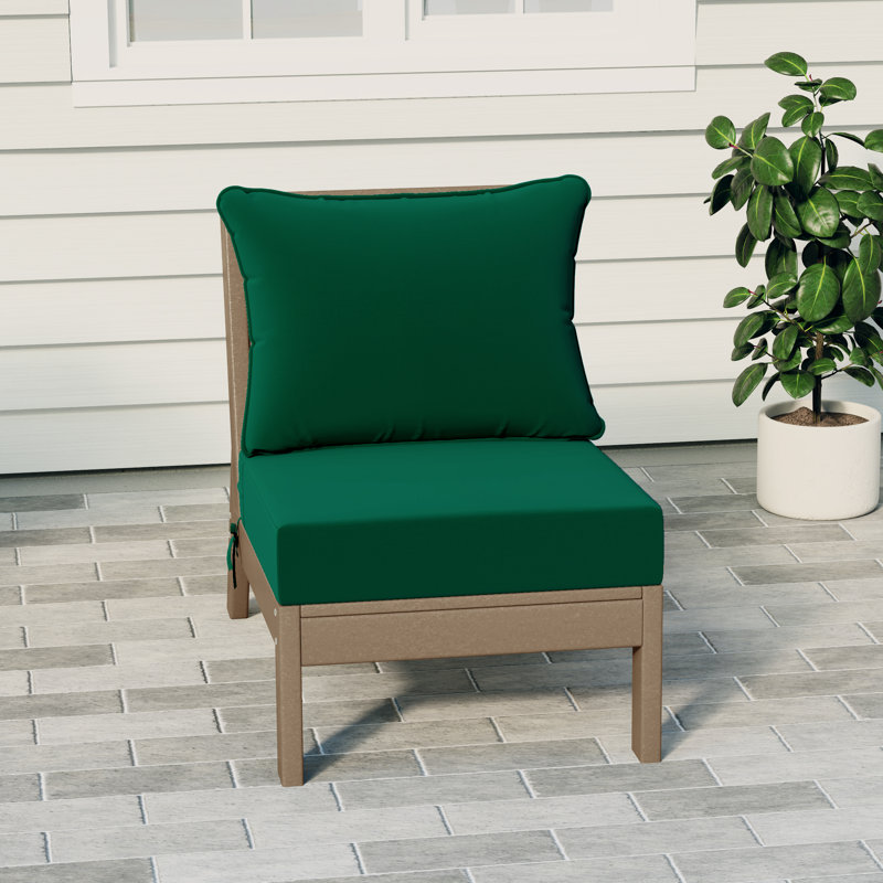 Chaise sans accoudoirs à assise profonde avec coussins, Vert, Light Brown