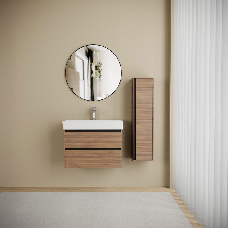 Mar 70 Wall Mount or Countertop (Vessel) Bathroom Sink with One Faucet Hole in Glossy White
