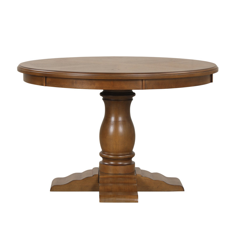 5-Piece Wood Round Dining Set With 4 Chairs, Natural, Ivory