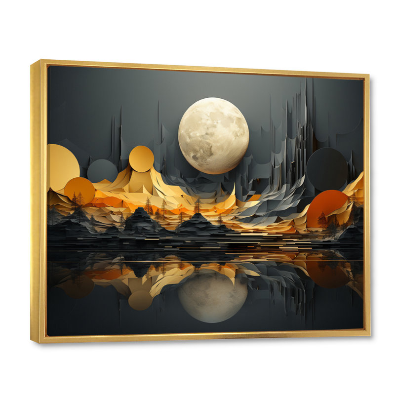 «River Flowing Waters Collage III», art mural moderne, salon, H 30 po x l 40 po x P 1,5 po, Cadre flottant doré