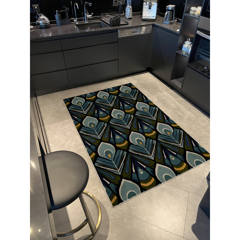 Tapis décoratif multicolore à motifs abstraits et surréels, Tapis de couloir 3 pi 3,37 po x 6 pi 6,74 po