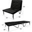 Fauteuil futon ajustable noir convertible en lit pliable, siège rembourré en polyuréthane, structure en métal avec roulettes, capacité de poids de 220 lb, l 37 po x P 28 po H, lit 75 po x H 11 po qui se transforme en