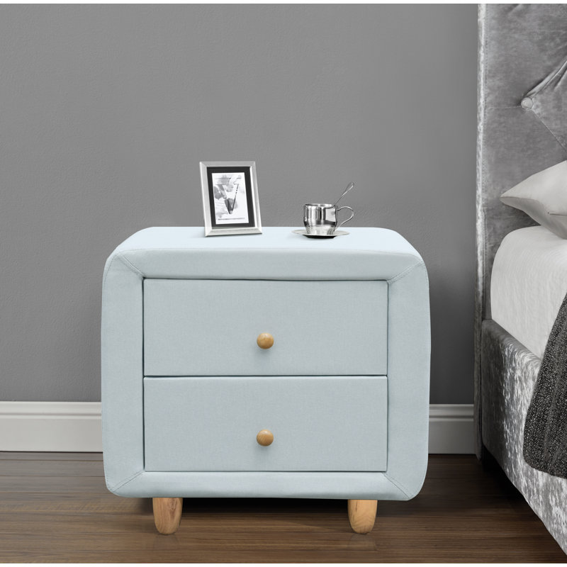 Graziano 52cm W Manufactured Wood Bedside Table, Blue